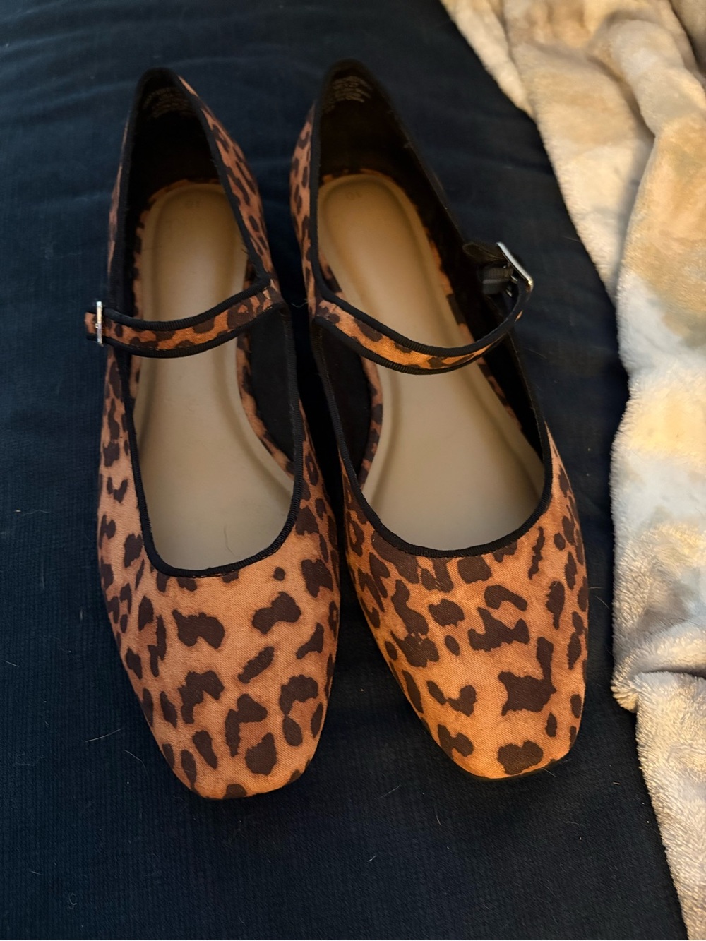 Time and Tru Leopard Print Mary Jane Flats - Brown and Black